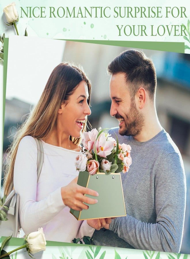 Noveread نوفريد، 24 قطعة من أكياس هدايا الزهور لعيد الحب، أكياس ورقية محمولة لتغليف باقات الزهور، مزودة بمقبض، مقاومة للماء، مناسبة لتغليف الزهور، صندوق مركزي للنساء، مناسبة لحفلات الزفاف وأعياد الميلاد (لون أخضر فاتح). - Image 4